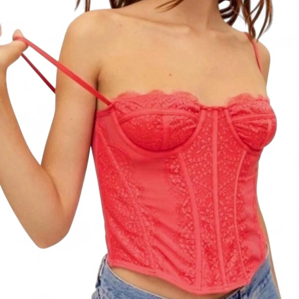 NWT Urban Outfitters Hot Pink Structured Corset Top size Large